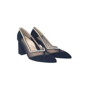 E'MAR Italy Ari Comfortable Block Heel Pump Crystal Pearl 36